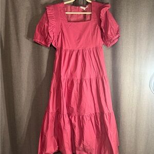 English Factory Ruffled Pink Long Sleeve Dress